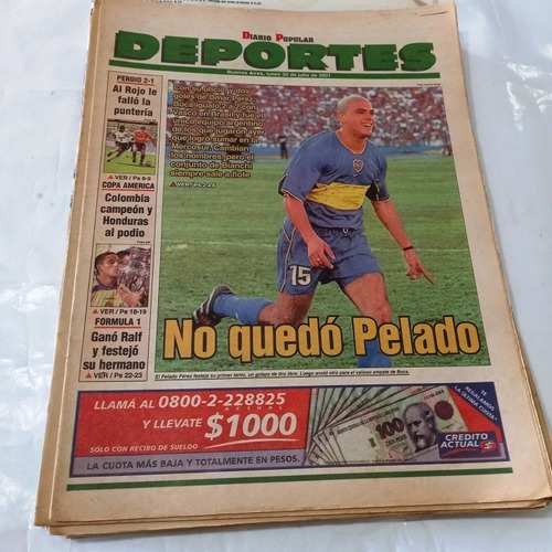 Diario Popular Vasco 2 Boca Juniors 2 Libertadores 2001 Mt1