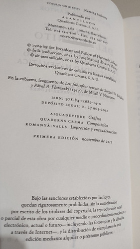 El Nombre Del Infinito De Loren Graham&jean Michel Kantor (Usado)