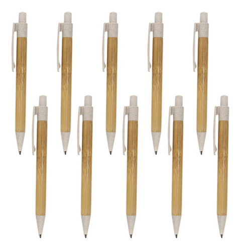 Paquete De 10 Bolígrafos De Bambú Con Clip