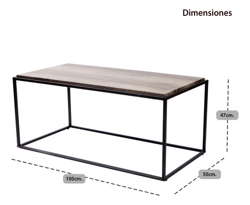 Mesa De Centro Auxiliar Sala Rectangular Marrón Minimalista Color Marrón Oscuro