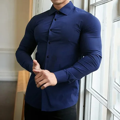 Vestido Musculoso Para Hombre Camisa De Manga Larga Blusas