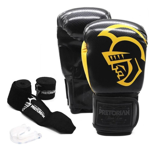 Kit Luvas Pretorian Mod. Black Line Bandagem Bucal Boxe Mma