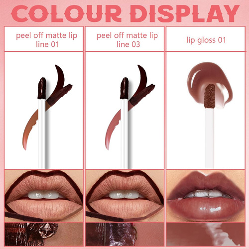 2 Colores Peel Off Lip Liner Stain Con Brillo Labial Nutriti