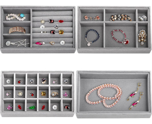 Organizador De Joyas Psiso, De Terciopelo, 18 Compartimentos
