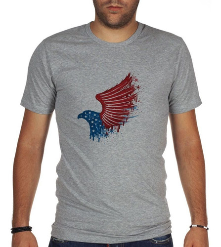 Remera De Hombre Aguila Bandera Estrellas Azul Rojo Eu