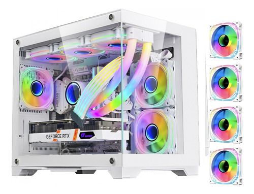Gabinete Aquário Gamer Rgb Vidro Temperado Com 4 Coolers Rgb