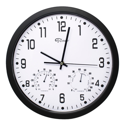 Imagen 1 de 7 de Reloj Pared Moderno Analogo Termometro E Higrómetro Trentino