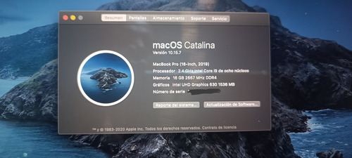 Apple Macbook Pro I9 16 Detalle En Pantalla Plata (Usado)