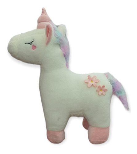 Peluche Unicornio Parado Con Flores 50 Cm Altura