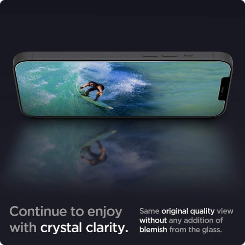 Imagen 4 de 6 de Vidrio Templado Spigen iPhone 12 Mini Glas.tr Slim Hd 9h