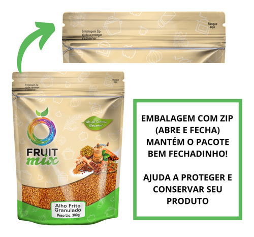 Imagem 4 de 7 de Alho Frito Crocante Granulado 300g Tempero Fruit Mix Premium