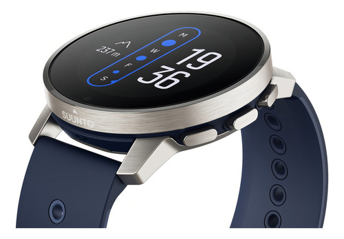 Suunto 9 Peak Granite Blue Titanium H R No Pulso () Caixa Prata Titânio Pulseira Blue Granite Bisel Prata Escovado