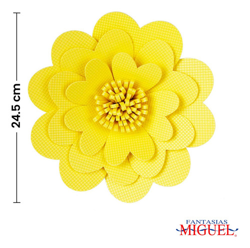 Flor De Fomi Textura Adorno Fiesta Decorar 24.5cm Mylin 1pz Color Amarillo