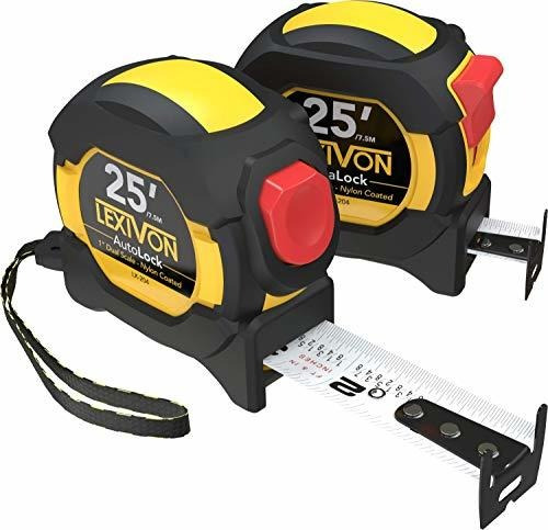 2-pack 25ft-7.5m Tape Measure, Dualock & Autolock | 1-inch W