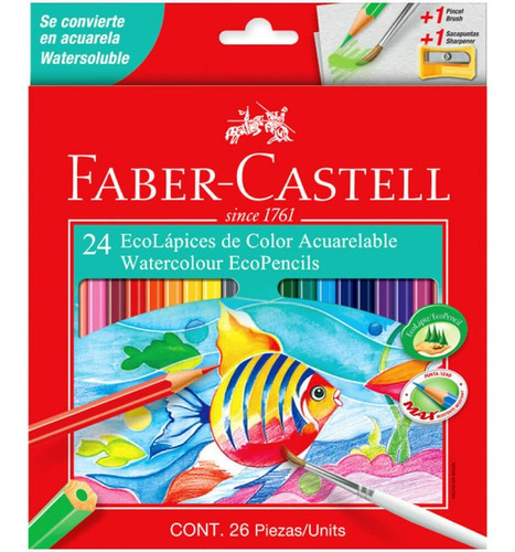 Lapices Faber Castell Acuarelables X 24 + Sacapunta Y Pincel