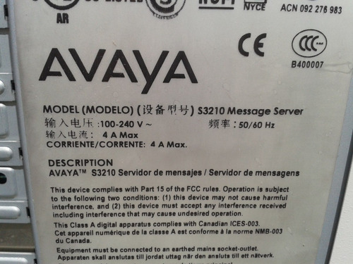 Correo De Voz Avaya Intuity Audix Lx S3210 (Usado)