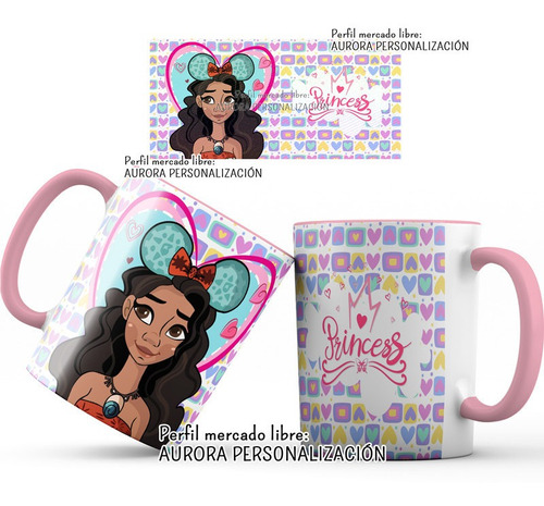 Mug  Taza Oreja Rosada Princesas Disney Regalo 001