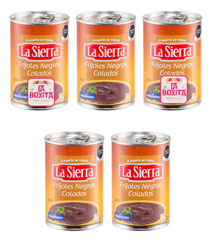 5 Latas De Frijoles Colados La Sierra 430g C/u