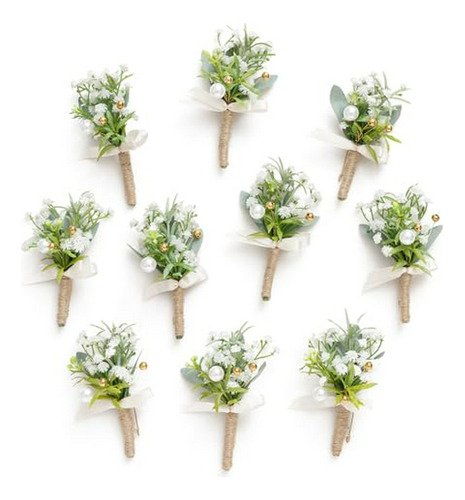 Ramo De Gypsophila Para Boda, Conjunto De 10 Boutonnieres