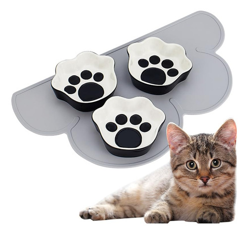 Howise Cuenco De Ceramica Para Gatos Con Alfombrilla De Sili