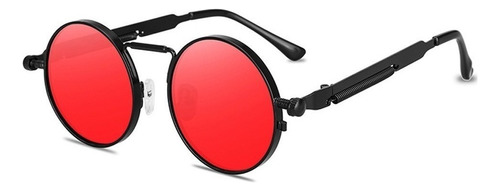 Óculos de sol Bulier Modas Chicago, cor vermelho armação de aço, lente de policarbonato haste de aço