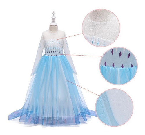 Imagem 5 de 9 de Vestido Infantil Elsa Filme Frozen 2 Fantasia Completa 4 Pçs