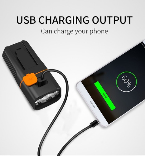 K Luz De Bicicleta 1000 Lúmenes 3leds 5 Horas Power Bank