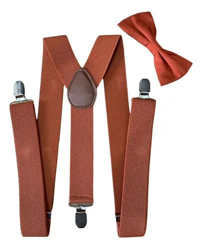 Kit Suspensório E Gravata Borboleta Terracota Adulto Terracota
