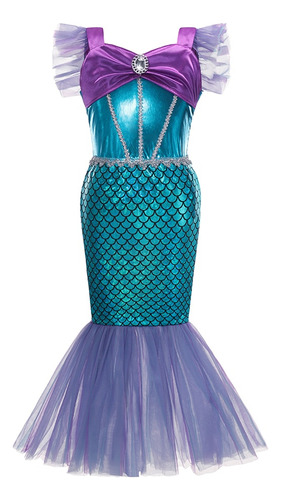 Disfraz De Sirena Cos Ariel Para Niña  Vestido De Carnaval P