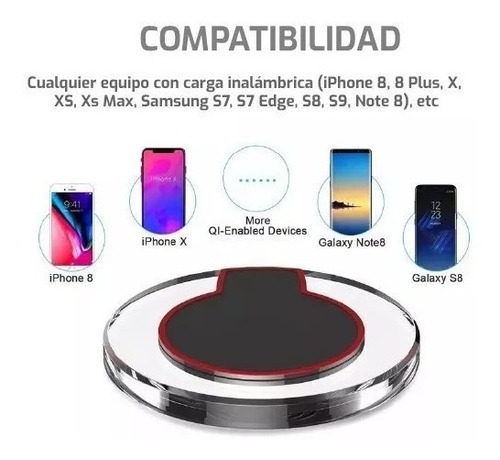 Cargador Inalambrico Wireless Qi Iphone8 X Xs Max Samsung