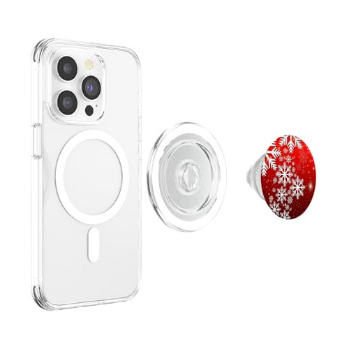 Pop Socket Rojo Y Blanco Con Copos De Nieve De Navidad ...