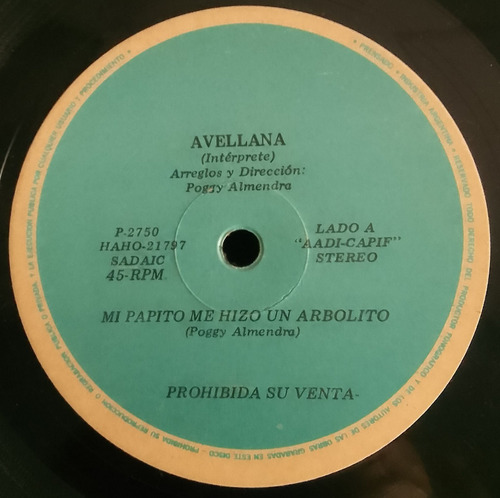 Avellana- Mi Papa Me Hizo Un Arbolito -vinilo Simple -promo