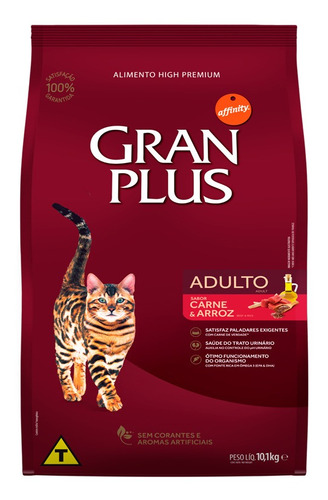 Ração Granplus Para Gatos Adultos Sabor Carne E Arroz - 10,1