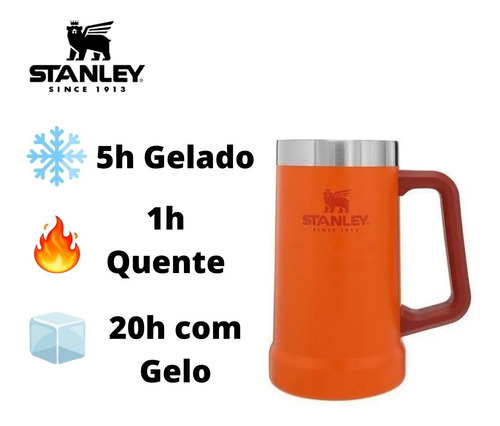 Imagem 2 de 6 de Caneca Térmica Stanley Para Cerveja Laranja Orange 709ml