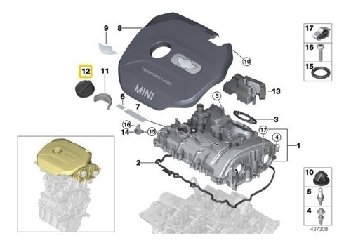 Imagen 8 de 9 de Tapon Deposito Aceite Bmw 118i 325i X5 X6 Z4 Mini Cooper S &