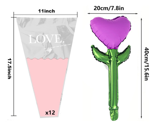 10pzs Globos De Corazón Para Ramos Con Bolsa Regalos Mujer Multicolor