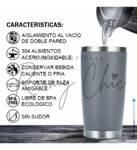 Vaso Rojo Térmico De 20oz Acero Inoxidable Con Popote