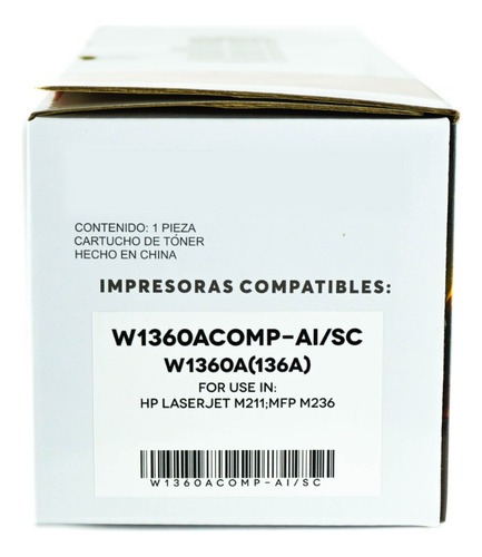 2 Pza Toner Nuevo W1360a Sc Compatible Con M211 Negro