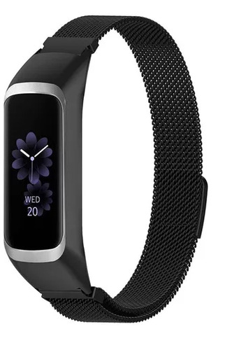 Pulseira De Aço Milanese Loop Compativel Com Samsung Galaxy Fit2 R220 Sm-r220 Cor Preto Largura 16mm