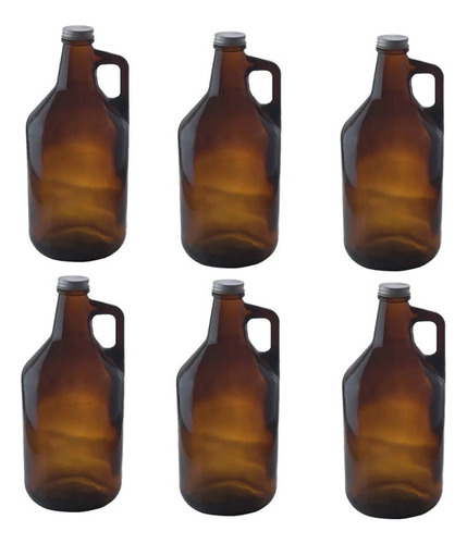 Growler 1.9 Lts - Pack 6 Unidades + Tapas Metalicas