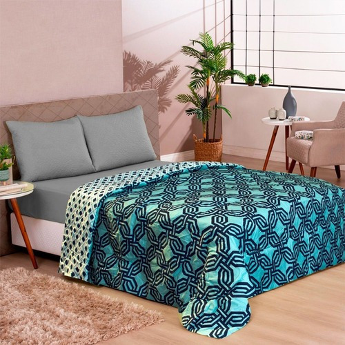 Edredom Casal Dupla Face Microfibr Camesa 150 Fios 1.80x2.10 Cor Verde