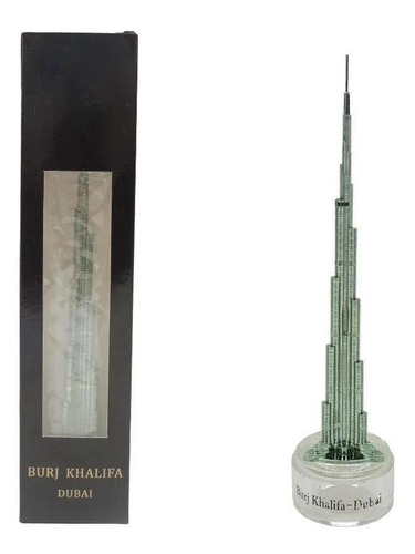 Miniatura Edifício Burj Khalifa Dubai 20cm Prata Escuro