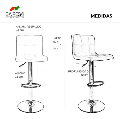 Imagen 6 de 6 de Banqueta Capitone Con Altura Regulable