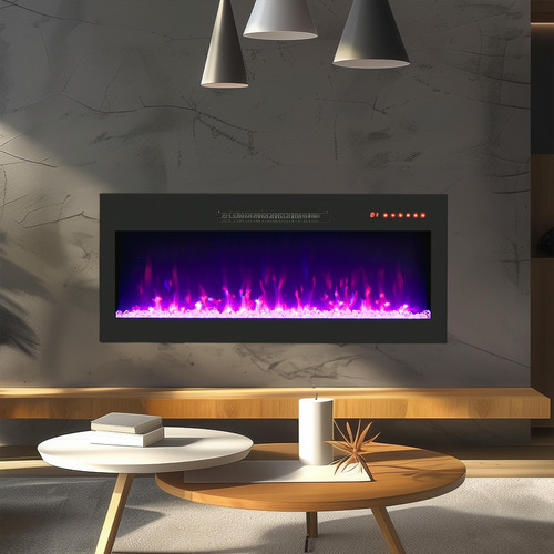 Calentador Eléctrico De Chimenea Empotrado Con Control Remot Negro