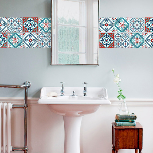 Imagen 3 de 6 de Vinilos Decorativos Azulejos Adhesivos Portugues Celeste