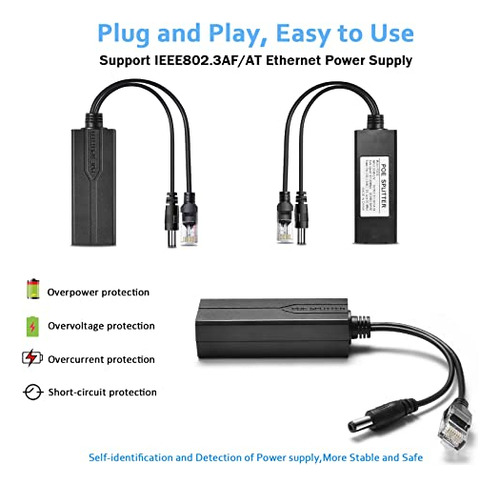 Adaptador Divisor De Alimentación Por Ethernet Bawofu Active