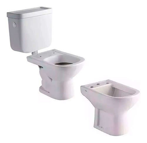 Inodoro Con Mochila Bari Corto Bidet 3 Agujeros