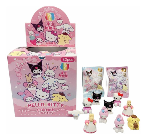 Caja X32 Gomas De Borrar Hello Kitty Sanrio Diseños Sorpresa