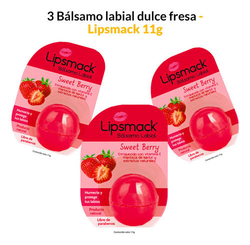 3 Bálsamo Labial Dulce Fresa 12.5g  Portugal