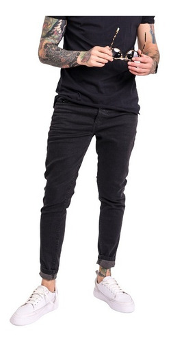 Jean Clipper Negro Skinny Elastizado Hombre Sibari